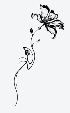 a black and white drawing of a flower