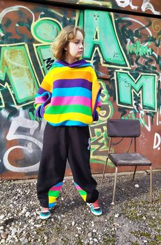 Bright Multicolor sweatpants made from cotton. Unique baggy fit. Unisex Men and Women Can Wear. Two ventilate pockets in front, back pocket, secret pocket. If you doubt about your size please ask us, we can make custom size. HQ-Heavy duty material. 92% Cotton, 8% Polyester. Density - 280g/m2. Made in EU. SizeLenght (in/cm)Waist (in/cm)Loose (in/cm)Strech (in/cm)Recommended Height(in/cm) XS40/10112/3012/3014/3661/155 S41/10513/3212/3015/3765/165 M42/10713/3412/3115/3869/175 L44/11214/3613/3417/42 Cool Pants, Blue Sweatpants, Secret Pocket, Loose Hoodie, Dance Pants, Unique Hoodies, Black Sweatpants, Cotton Trousers, Blue Hoodie