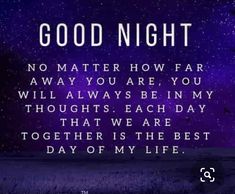 an image with the words good night written in white and blue on it, against a purple background