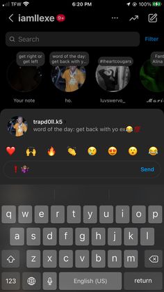 an iphone keyboard with several emoticions on the screen and one in the background