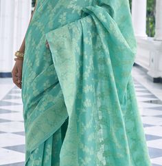 Mint Green Designer Heavy Embroidered Chikankari Party Wear Saree-Saira's Boutique