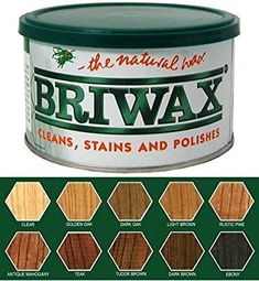 briwax stain and polish is shown in this image, with the color options