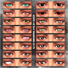 an image of different colored eyes