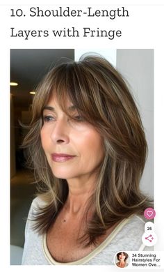 Wolf Haircut Medium Length Wavy, Wavy Mid Length Hair With Bangs, Middle Age Shag Haircut, Women’s Mid Length Layered Haircuts, Mid Length Wolf Cut Wavy Hair, Long Hair Older Women, Grey Hair Looks, Bangs With Medium Hair