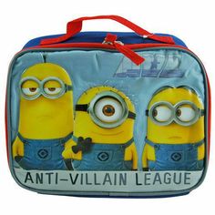 DESPICABLE ME MINION LUNCH BAG ONE insulated lunch bag Measures approximately 9.5 in x 7.75 in x 3 in. Top carry handle Minions design on the front. Perfect for carrying snacks, lunch, crafts, toys and games for trips etc...  For age 3+ Item is brand new Visit my eBay Store for more lunch bags. Blue Themed Back-to-school Bag, Blue Themed School Bags, Themed Blue School Bags, Blue Bags With Character Print For Everyday Use, Blue Character Print Bag For Back To School, Themed Blue Bags For Gifts, Blue Novelty Bags For Gifts, Novelty Blue Bags For Gifts, Novelty Blue School Bag