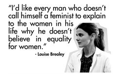 a woman with a quote on it that says i'd like every man who doesn't call himself a feminist to explain