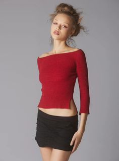 UNIF | Sincere Top Fitted Off-shoulder Knit Top, Elegant Stretch Off-shoulder Knit Top, Elegant Off-shoulder Stretch Knit Top, Fall Off-shoulder Red Tops, Red Off-shoulder Tops For Fall, Fall Season Red Off-shoulder Tops, Fitted Boat Neck Top For Evening, Fitted Boat Neck Evening Tops, Red Fitted Off-shoulder Top