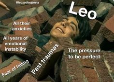 a kid is laying in the middle of bricks with words above it that read leo