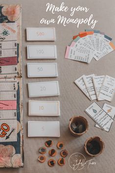 the table is set up with matching numbers and place cards