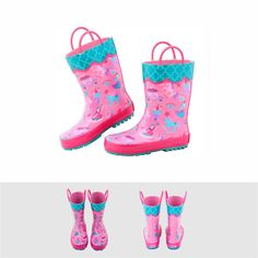 PRINCESS RAIN BOOTS >  Your child can splash all that she wants to with these fun, stylish rain boots!  These super cute rain boots are bright and cheerful and easy to coordinate with your child's wardrobe.  Here at Itsy Bitsy we are proud retailers of the popular Stephen Joseph brand which is well known and loved by celebrities across the nation.   RAIN BOOTS DETAILS  - Waterproof Exterior: 100% rubber           - Lining: 100% polyester   - Removable insole            - Non-slip sole - NOT pers Cute Waterproof Rain Boots For Outdoor, Cute Waterproof Outdoor Rain Boots, Playful Waterproof Round Toe Rain Boots, Non-slip Rain Boots For Rainy Season, Playful Non-slip Rain Boots With Round Toe, Cute Waterproof Boots With Round Toe, Playful Non-slip Round Toe Rain Boots, Pink Waterproof Boots For Rainy Season, Pink Rain Boots For Spring