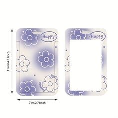 an image of a happy flower pattern on the side of a cell phone case with measurements