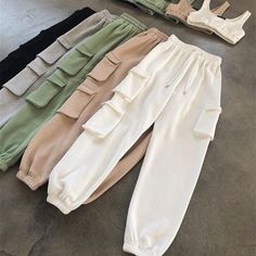 वेस्टर्न ड्रेस, Patchwork Joggers, Celana Jogger Wanita, Crop Top And Sweatpants, Woman Trousers, Tracksuit Outfit, Harajuku Women, Solid Color Pants