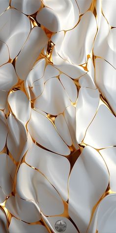 an abstract white and gold wallpaper with lots of leaves