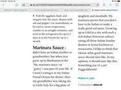 an image of a newspaper page with the words marinara sauce on it's left side