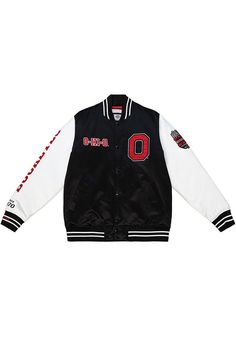 Add a layer to your gameday look with this Ohio State Buckeyes Black Origins Heavyweight Jacket! Stay warm in cooler weather as you cheer on the Buckeyes in this great Winter Coat. With a team wordmark on sleeves with team mascot on left chest and wordmark on right chest, you'll be the most comfortably warm and stylish while at the game. Sporty Embroidered Varsity Jacket For Winter, Sporty Embroidered Varsity Jacket, Sporty Fall Outerwear With Embroidered Graphics, Sporty Winter Outerwear With Embroidered Graphics, Black Embroidered Varsity Jacket For College, Sporty Embroidered Graphics Outerwear For Streetwear, Sporty Streetwear Outerwear With Embroidered Graphics, Sporty Embroidered Outerwear For Streetwear, Sporty Embroidered Varsity Jacket For College