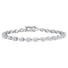 Luxury White Diamond Dainty Bracelet, Pear Shape Tennis Bracelet, Solitaire Bracelet, Pretty Accessories, Bracelet Diamond, School Dance, Diamond Tennis Bracelet, White Gold Bracelet, Vs Diamond