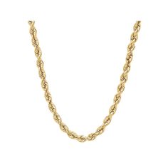 Showcase your refined sense of style with this 14k gold rope chain necklace. Click on this JEWELRY & WATCHES GUIDE to learn about fit, styles, materials and more!CHAIN DETAILS Type: rope Length: 24 in. Width: 4 mm Weight: 7.4 grams Clasp: lobster-claw Metal: 14k gold Finish: polished Please note, due to the high value of this item, a signature may be required upon delivery. Size: 24". Gender: female. Age Group: adult. Elegant 14k Gold Rope Chain Necklace For Formal Occasions, Elegant 14k Gold Tarnish Resistant Rope Chain Necklace, Classic Link Rope Chain Necklace For Formal Occasions, Formal Yellow Gold Tarnish-resistant Rope Chain Necklace, Formal Yellow Gold Rope Chain Necklace, Classic 14k Gold Rope Chain Necklace, Formal 14k Gold Rope Chain Necklace, Classic Rope Chain Necklace As Gift, Luxury 14k Gold Rope Chain Necklace