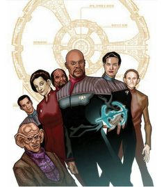 star trek the next frontier poster featuring spock and his crew, from left to right