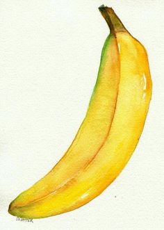 a watercolor painting of a banana on a white paper with the caption pin it