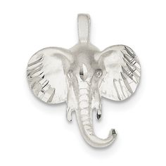 Size: 27 mm long x 23 mm wideMetal: Sterling SilverFinish: Diamond-cut, Satin, Open back Textured backFree U.S. Shipping for orders over $50 Protected by our 30-Day Risk Free Returns! Elephant Fashion, Elephant Ring, Silver Elephant, Silver Elephants, Elephant Head, Sterling Silver Heart, Animal Jewelry, Charm Pendant, Fashion Rings