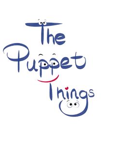 the puppett things logo on a white background with blue and red lettering that says,'the puppett things '