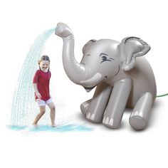 The GoFloats Giant Elephant Party Sprinkler is the life of any summer party at 5ft tall and the safari elephant never goes out of style! The Giant Elephant Party Sprinkler is made with nothing but the best premium vinyl raft material proven to be 25% thicker than the competition for maximum safety, utility, and fun. The elephant's trunk delivers a wide and even spray - great for cooling off during summer, pool parties, kids birthdays, cookouts and more! Plus, the Giant Elephant Party Sprinkler i Play Sprinklers, Elephant Party, Summer Fun For Kids, Elephant Trunk, Giant Inflatable, Water Balloons, Inflatable Pool, Water Toys, Outdoor Play