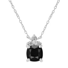 Accessorize in style with this Gemistry Sterling Silver Stone & Cubic Zirconia Cushion Cut Pendant Necklace. Click on this JEWELRY & WATCHES GUIDE to learn about fit, styles, materials and more! Accessorize in style with this Gemistry Sterling Silver Stone & Cubic Zirconia Cushion Cut Pendant Necklace. Click on this JEWELRY & WATCHES GUIDE to learn about fit, styles, materials and more! FEATURES Chain length: 18 in. + 2-in. extender Chain type: cable Clasp: lobster-claw Nickel free Metal: sterli Black Cubic Zirconia Necklace For Party, Black Cubic Zirconia Necklace For Wedding, Formal Black Diamond Pendant Necklace, Elegant Black Diamond Necklace Gift, Black Crystal Pendant Necklace, Black Necklace With Diamond Accents For Evening, White Topaz, Cushion Cut, Chain Lengths