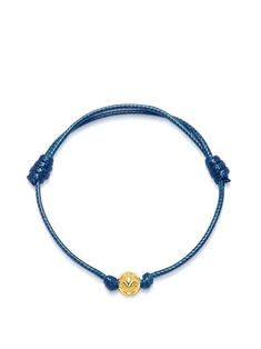 Nialaya Men's String Bracelet Navy Blue String Bracelet with Gold MST_081 String Bracelet, Gold Plating, Layering, Gold Plate, Navy Blue, Angeles, Sleek, Plating, Stainless Steel