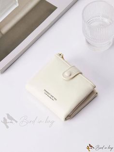 Bird in Bag - Womens Small Bifold Wallet With Coin Pocket, ID Window, and School Supplies - Perfect for Students Cream Bifold Wallet With Interior Card Slots, White Bifold Wallet For Gift, White Bifold Wallet As Gift, Cream Bifold Wallet For Everyday Use, White Bifold Coin Purse With Card Slots, White Wallets With Card Slots For Daily Use, Cream Bifold Wallet For Daily Use, Beige Trifold Wallet With Card Slots For Daily Use, Cream Wallets With Card Slots For Daily Use