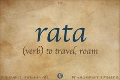 the word rata is written in blue ink on an old paper background with some type of writing