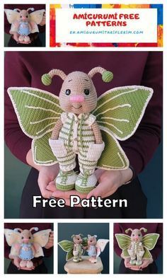 a crocheted pattern for a stuffed animal with wings