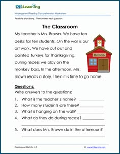 the classroom worksheet for students to learn