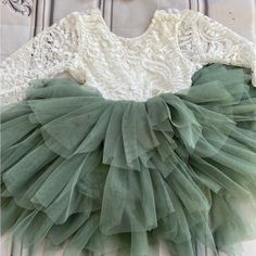 Brand New, Never Worn, Bought For A Wedding And Never Put It On My Daughter. Sage Green Flower Girl Dress, Fairy Wedding Theme, Green Flower Girl Dress, Baby In Wedding Dress, Green Flower Girl Dresses, Kids Pageant Dresses, Sage Green Flowers, Auckland Wedding, Girls Attire