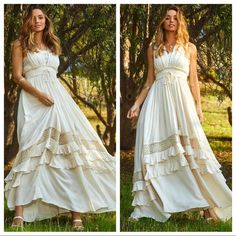 ShopEvelynne | Dresses | Most Beautiful Boho Long Tiered Smocked Tiered Maxi Dress With Lace Trim | Poshmark