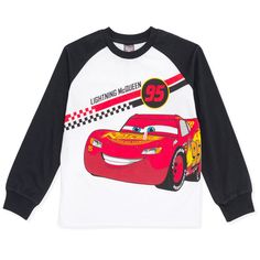 On your mark, get set, go! Race off to Radiator Springs in this Disney Pixar Cars T-Shirt and Jogger French Terry Pants to explore the iconic Route 66 town. Visit Mater at Tow Mater Towing & Salvage, hang out with Sally at the Cozy Cone Motel, hit the race track with the legendary Lightning McQueen, and fill up the gas tank at Flo's V-8 Cafe. Your little speedster will love this long sleeve graphic tee shirt and cute, comfy and stylish pants featuring their favorite animated movie characters! Themed Long Sleeve Tops With Cartoon Print, Themed Long Sleeve Top With Cartoon Print, Nike Sweatshirt Disney Cars, Lightning Mcqueen 2nd Birthday Shirt, Long Sleeve T-shirt With Character Print For Disney Events, Lightning Mcqueen Hoodie, Cars T Shirt Disney, Disney Cars Hoodie, Disney Long Sleeve T-shirt For Disney Trips