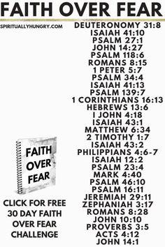 a poster with the words faith over fear written in black and white on top of it