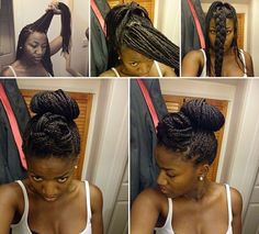 Braided Pompadour and Bun Crochet Updo, Style Your Box Braids, Braids And Locs, Braids Styles, Braided Styles