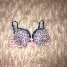 Victoria’s Secret Shimmery Lace Pink And Lilac Push Up Bra Purple Lace Push-up Bra, Fitted Purple Bra With Lace Trim, Sleep Wear, Pretty Lingerie, Bra Styles, Push Up Bra, Women's Intimates, Victoria’s Secret, Push Up