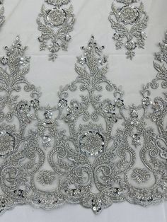 Damask Design, Beaded Fabric, Bridesmaid Gowns, Gowns Bridesmaid, Bridal Lace Fabric, Event Decorations, Floral Damask, Fancy Beads, Gowns Wedding