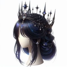 Cool Fantasy Hairstyles, Jewelry Fantasy Art, Star Oc Art, Anime Crown, New Year Digital Art, Villain Hair, Star Character Design, Head Peices, Спонж Beauty Blender