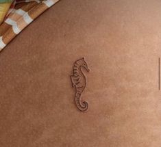 a close up of a sea horse on the back of a person's stomach