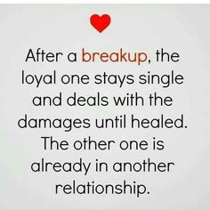 a red heart with the words after a break up, the royal one stays single and deals with the damages until headed the other one is already in another relationship