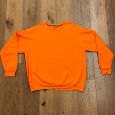 Orange Fruit Of The Loom Crew Neck Sweater Brand New! Orange Crew Neck Sweatshirt For Loungewear, Orange Relaxed Fit Crew Neck Sweater, Orange Crewneck, New York Broadway, Harvard Sweatshirt, Navy Blue Crewneck, Black Crewneck Sweatshirt, Red Crewneck, Artist Outfit