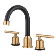 an image of two faucets in gold and black