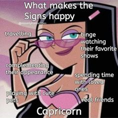 an image of a cartoon character with caption that reads, what makes the signs happy?