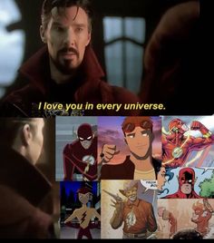 an image of the flash man and his friends in reverse images with caption that reads, i love you in every universe