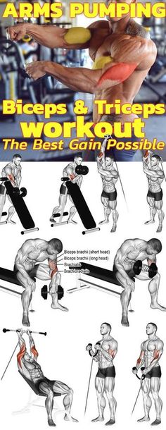 an image of a man doing exercises on his back with the words arms and thighs workout