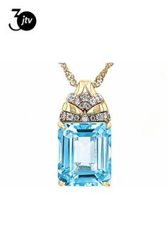 6.40ct Sky Blue Topaz With 0.10ctw White Zircon 18k Yellow Gold Over Sterling Silver Pendant With 18" Singapore Chain. Measures Approximately 0.83"L x 0.42"W. Lobster Claw Clasp. Accent Stones Primarily Zircon. Yellow Gold Jewelry With Diamond Accents And Blue Topaz, Yellow Gold Blue Topaz Jewelry With Diamond Accents, Luxury Yellow Gold Blue Topaz Necklace, Blue Topaz Pendant Necklace With Diamond Cut, Brilliant-cut Blue Topaz Jewelry, Yellow Gold Blue Topaz Pendant, Light Blue Pendant Necklace In Blue Topaz, Sky Blue Topaz, Blue Topaz