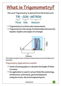 the trigonometry diagram is shown in red and blue, with words below it