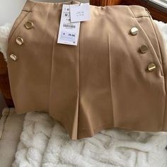 Zara | Shorts | High Waist Beige Zara Sailor Shorts | Poshmark